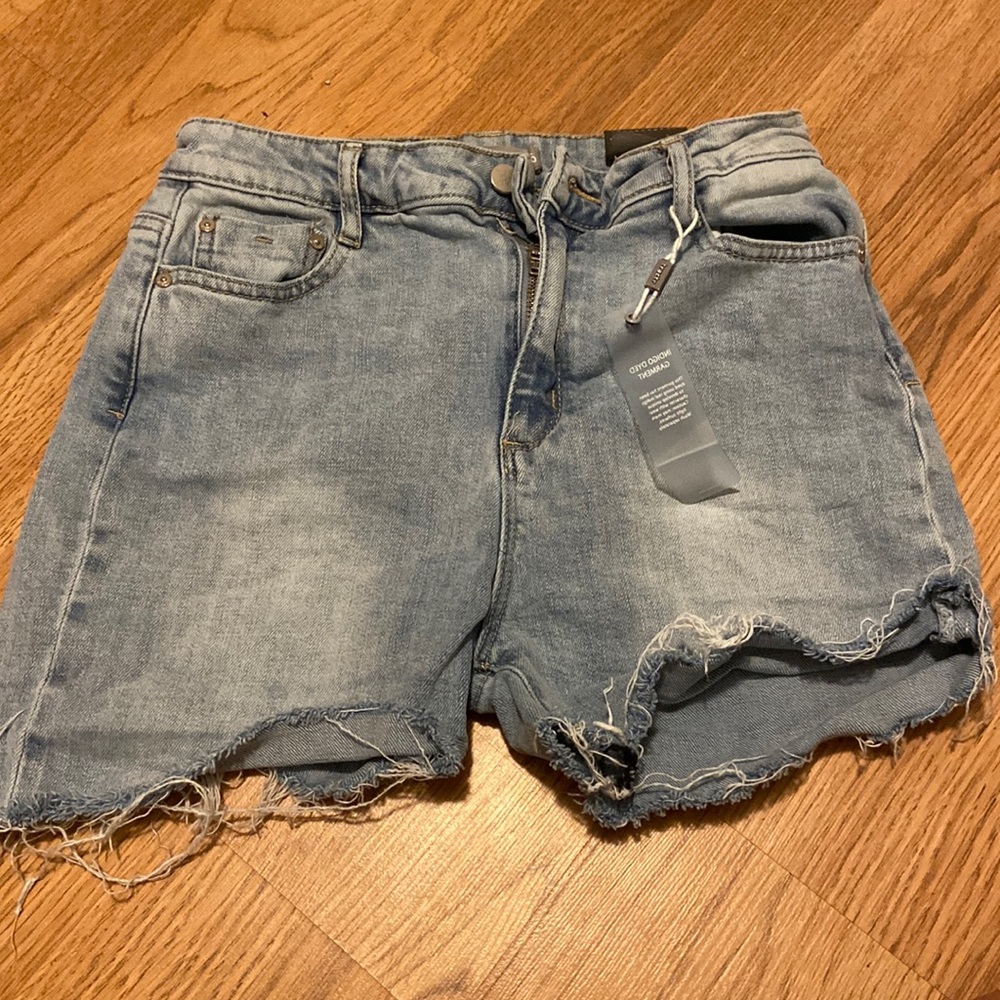 Ultra high rise crop flare tractor Jean shorts